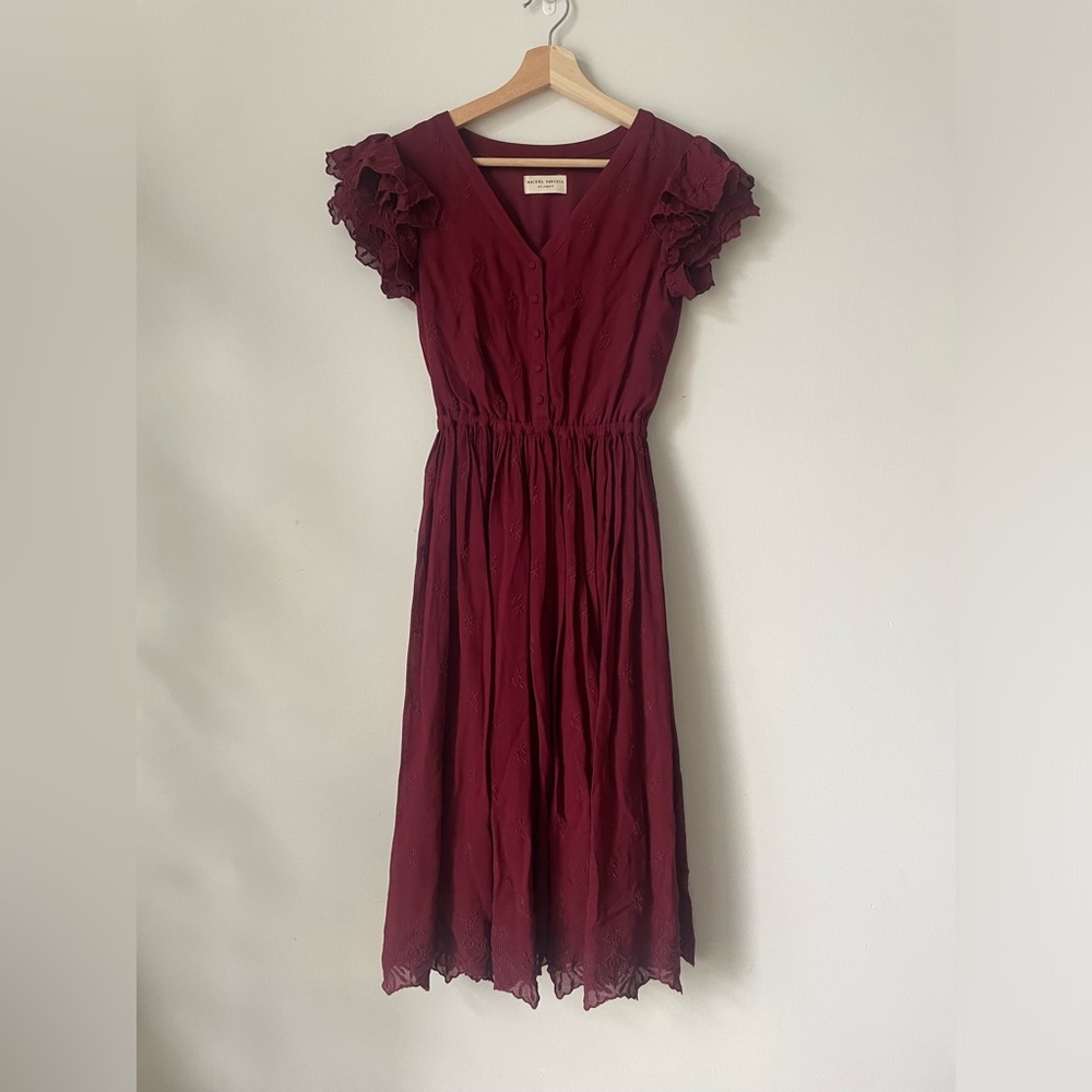 Rachel Parcell Dark Red Embroidered Dress